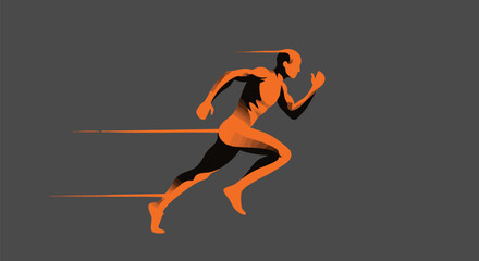Fototapeta premium Abstract runner in motion graphic art style on gray background for sports design