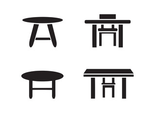 Classic Table Icon Collection Featuring Four Unique Modern Silhouette Designs