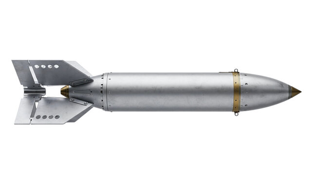 Aerial bomb ordnance military weapon warhead aviation explosive device missile payload armament 1000lb bomb on transparent background