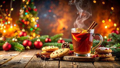 Festive Christmas tea with cookies