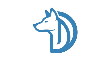 Naklejka premium A creative and minimalist logo design featuring a dog's head seamlessly integrated into a letter of the alphabet.