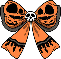 Halloween Spooky Ghost Bow Tie with Skull Cartoon