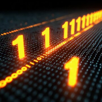 Binary code displaying numbers