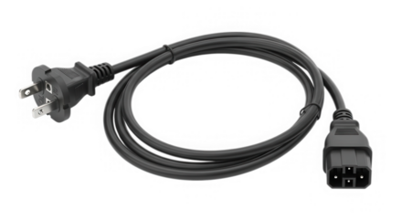 Power cord cable with plug connector isolated on transparent background