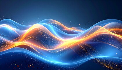 Abstract wavy lines of glowing light