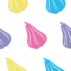 pattern with a set of bright simple vector icons of long-shaped pumpkins in various colors, for autumn designs
