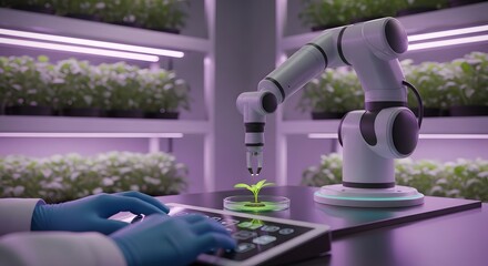 Robotic Arm in Smart Agriculture Laboratory with Plant Growth Experiment