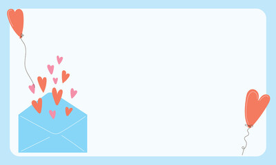 Red heart Hot Air Balloon. Wedding Party Simple Decoration Icon.  Romantic Lovely Symbol Silhouette Isolated on Blue Background. Birthday Party Decoration. Bridal Greeting Card Invitation Part