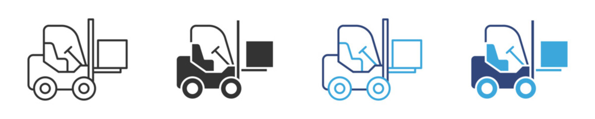 forklift icon set in outline and flat style , vector illustration. © Habiba Anika