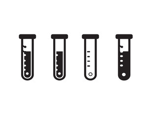 Science Laboratory Test Tube Icon Collection Featuring Elegant Silhouette Vector Art