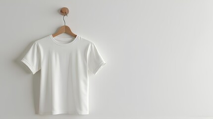Small blank t-shirts hanging on the wall
