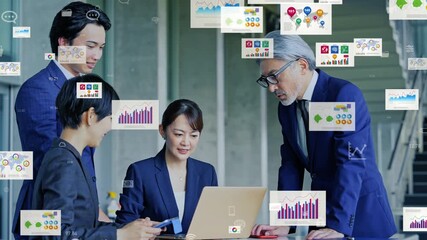 Group of business people meeting and business data concept