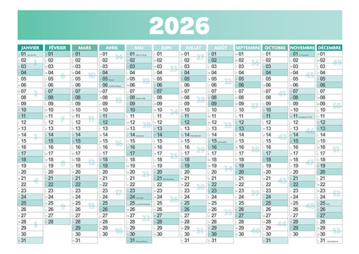 2026 Calendar - French holidays included