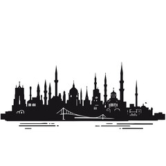Fototapeta premium London cityscape silhouette vector with tower, church, and urban architecture