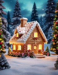 Gingerbread House Dreams A Sweet Dessert Day Delight in a Snowy Winter Wonderland