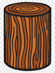 Cartoon depiction of a wood log, cut section showing growth rings. Rustic Wood Log Graphics for DIY, Crafts & Digital Art