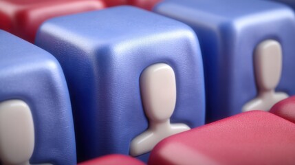 A computer keyboard featuring bold blue and red keys illustrating a creative approach to user interaction