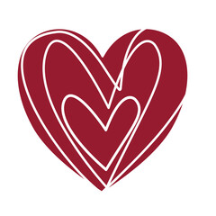 Layered Red Heart Line Illustration