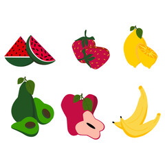 Fresh Tropical Fruit Vector Set