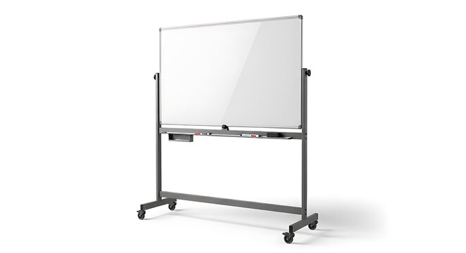 Illustration of mobile whiteboard on wheels isolated on white background