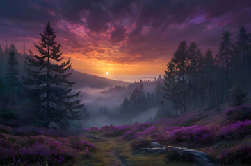 Naklejka premium sunrise in the mountains