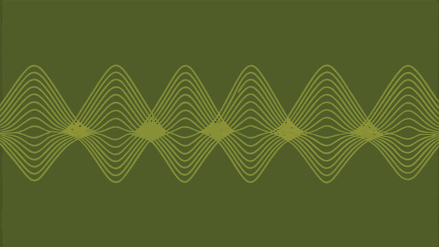 Stylized yellow-green waveform pattern on a dark olive green background Keywords: abstract, waveform, pattern, sound wave, signal, frequency, oscillation, vibration, sound, audio, music