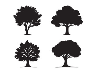 Elegant Tree Vector Icon Pack in Modern Stylish Silhouette Artwork