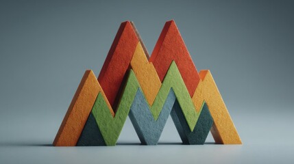 Felt-made mountain sculpture illustrating ai trend symmetry concept for balanced market movement