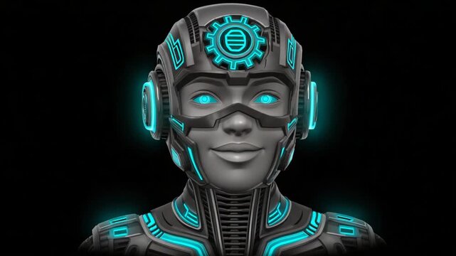 Futuristic robot head illustration