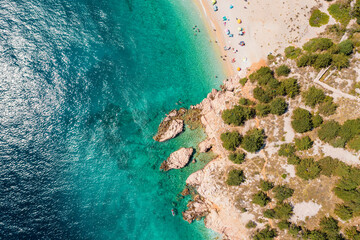 Beautiful aerial landscape from a drone on the Croatian island of Krk. Croatian landscape.