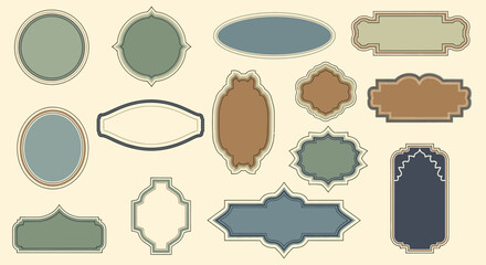 Vintage Vector Labels Collection with Geometric Shapes and Decorative Frames for Retro Design Projects