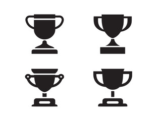 Trophy Cup Icon in Bold Black Silhouette Vector Art