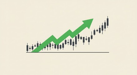 Financial market analysis showing a green arrow pointing upwards, indicating growth and positive trends.