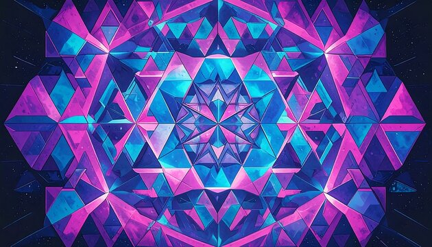 Abstract kaleidoscopic pattern of vibrant triangles - Powered by Adobe