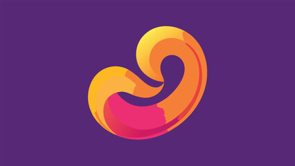 Fototapeta premium Swirling abstract shape with vibrant orange and pink gradient on purple background vector illustration