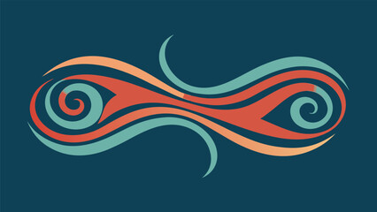 Symmetrical abstract wave pattern in teal orange and dark blue flowing