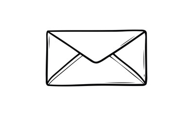 Simple black and white envelope sketch. Vector retro hand drawn illustration
