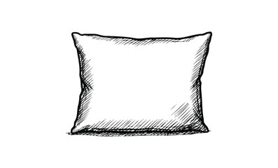 Hand-drawn sketch of a square pillow. Vector retro hand drawn illustration