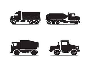 Transport Truck Icon in Modern Silhouette Vector Illustration