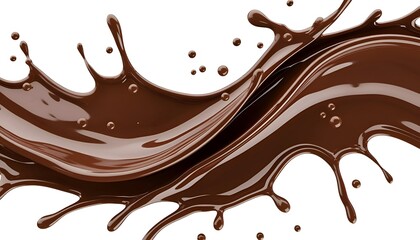 Chocolate splash isolated on white background.This delicious image is perfect for confectionery advertising, dessert packaging, menu design, and print materials for cafes or food blogs.
