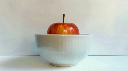 Red Apple in White Bowl