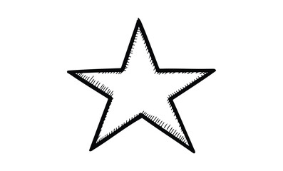 Obraz premium Hand-drawn monochrome star sketch with shaded details. Vector retro hand drawn illustration