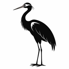 Standing Crane Silhouette Vector