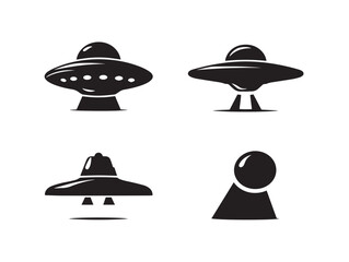 Futuristic UFO Spacecraft Icon in Bold Silhouette Vector Style