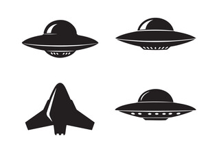 Mysterious UFO Flying Saucer in Modern Silhouette Vector Art