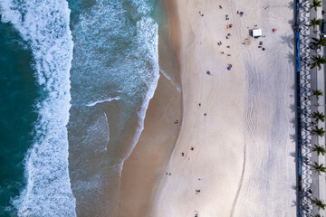 Aerial view of Sao Conrado Beach, Rio de Janeiro, Brazil.