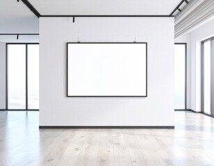 Modern Art Gallery Interior with Blank Canvas and Natural Light.