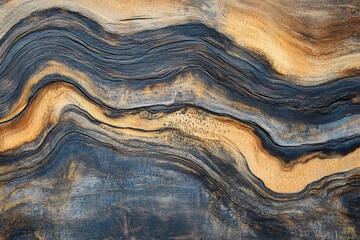Striking blue and gold wood grain pattern capturing natural arti