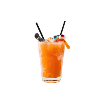 Scary Halloween cocktail with creepy garnish for thmed spooky party drinks and bar menus