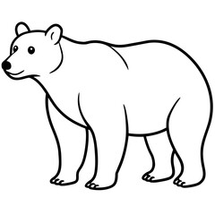 Bear Standing Line Art Vector Minimalist Wildlife Illustration